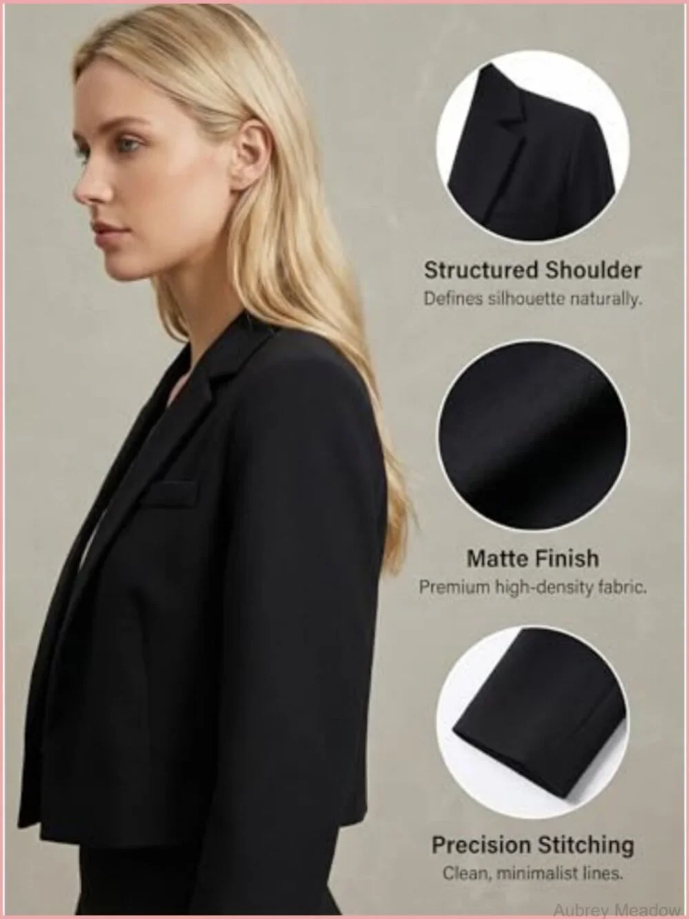 Casual Open Front Cropped Blazer Jacket Long Sleeve Notch Lapel Women